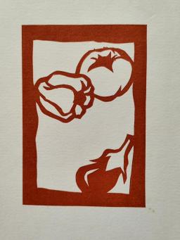 切り紙版画　夏